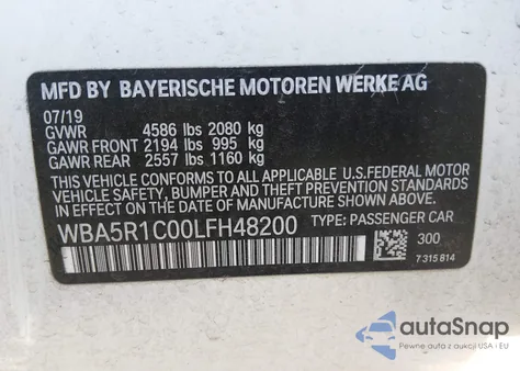 2020 BMW 330I из США, поврежденный, VIN WBA5R1C00LFH48200